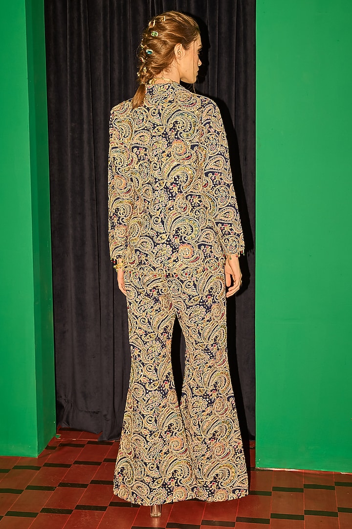Navy Blue Georgette Thread Embroidered Co-Ord Set by EVRA BY NIKITA KHURANA at Pernia's Pop Up Shop