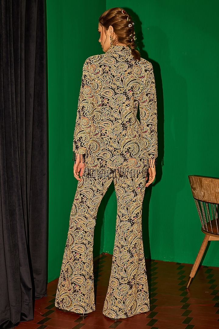 Black Georgette Thread Embroidered Co-Ord Set by EVRA BY NIKITA KHURANA at Pernia's Pop Up Shop