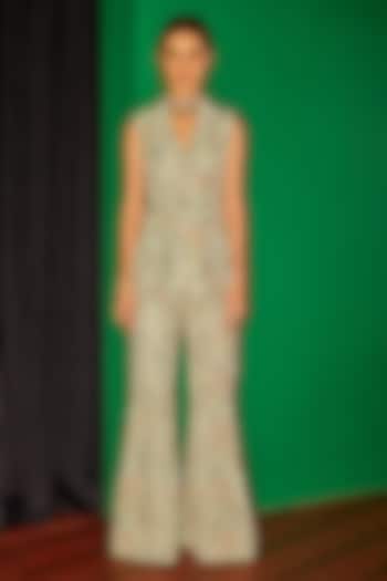 Light Blue Georgette Thread Embroidered Co-Ord Set by EVRA BY NIKITA KHURANA at Pernia's Pop Up Shop