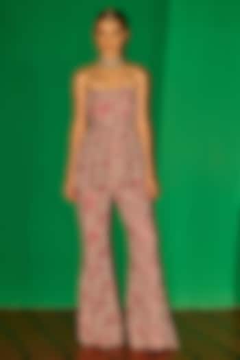 Red Georgette Thread Embroidered Co-Ord Set by EVRA BY NIKITA KHURANA at Pernia's Pop Up Shop
