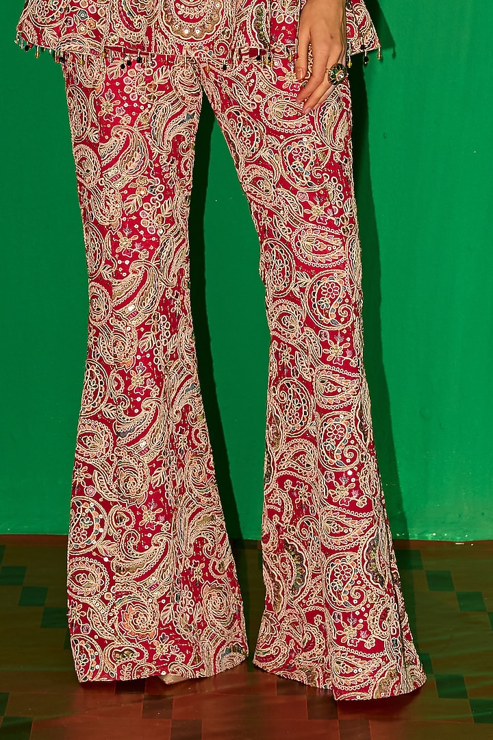 Red Georgette Thread Embroidered Co-Ord Set by EVRA BY NIKITA KHURANA at Pernia's Pop Up Shop