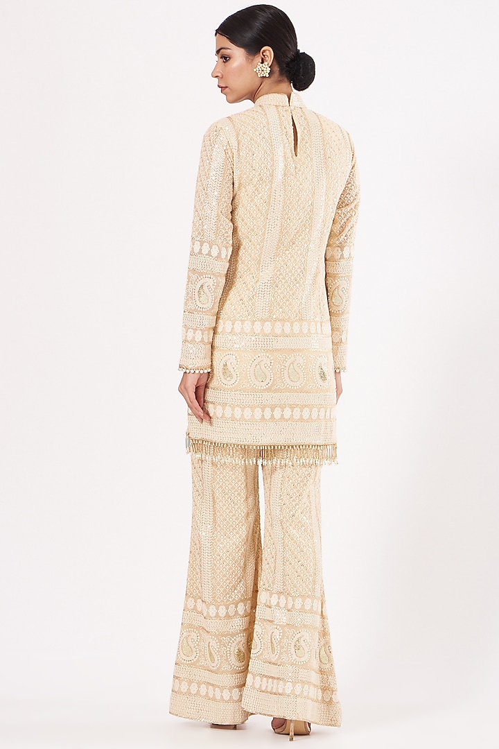 Beige Chikankari Embroidered Kurta Set by EVRA BY NIKITA KHURANA at Pernia's Pop Up Shop