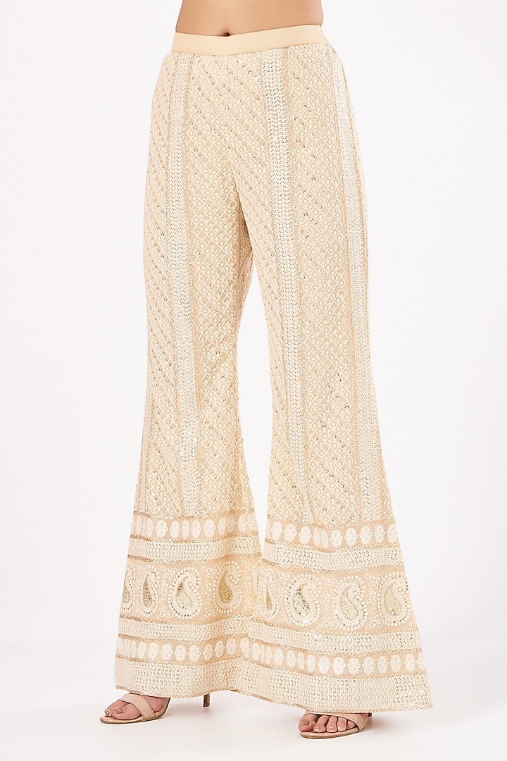Beige Chikankari Embroidered Kurta Set by EVRA BY NIKITA KHURANA at Pernia's Pop Up Shop