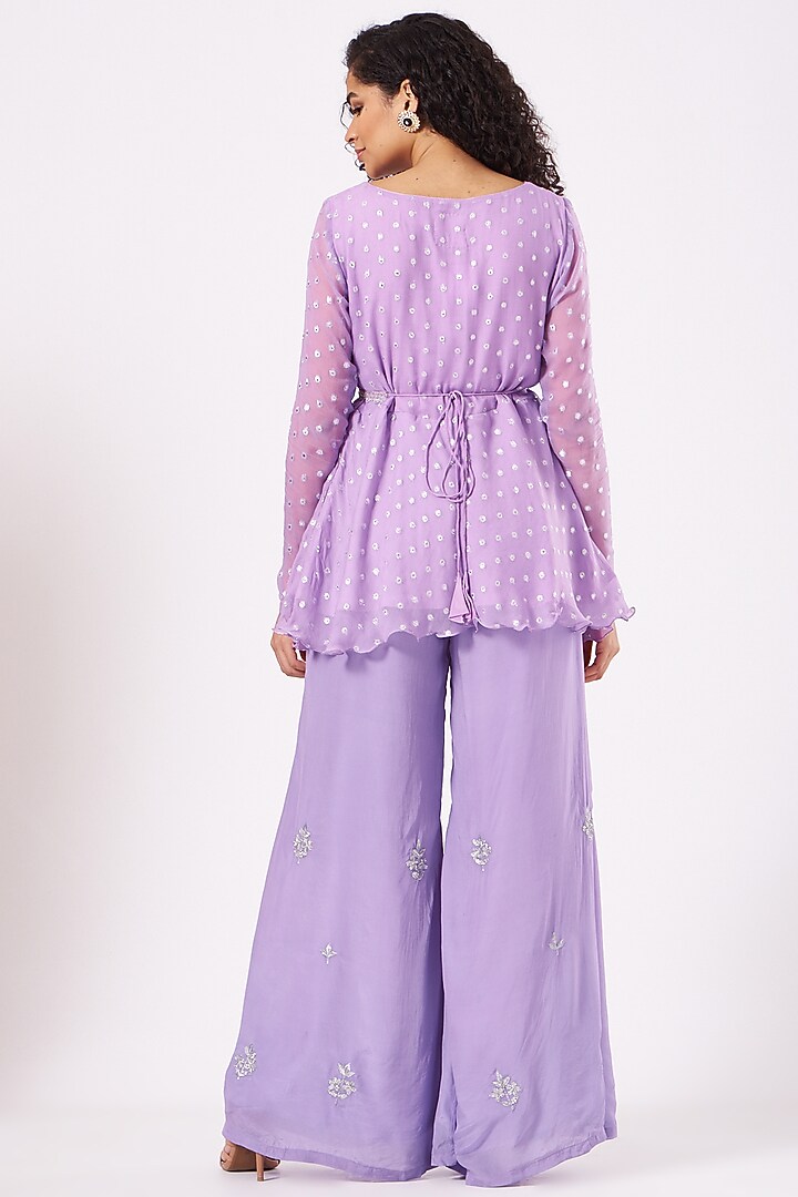 Lilac Hand Embroidered Party Wear Sharara Set by EWAZ at Pernia's Pop Up Shop