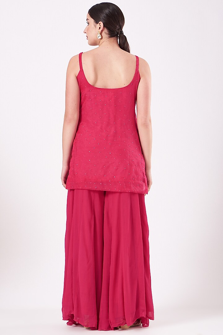 Cherry Tomato Georgette Party Wear Sharara Set by EWAZ at Pernia's Pop Up Shop
