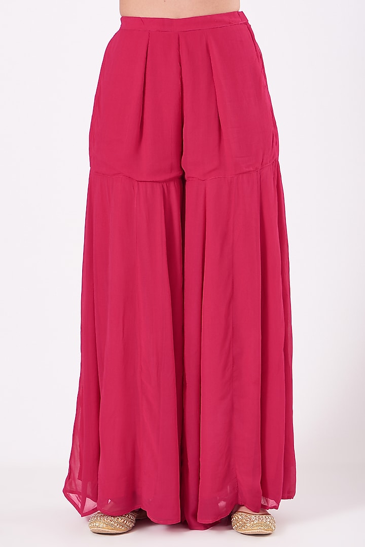 Cherry Tomato Georgette Party Wear Sharara Set by EWAZ at Pernia's Pop Up Shop