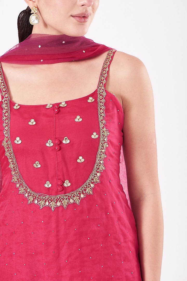 Cherry Tomato Georgette Party Wear Sharara Set by EWAZ at Pernia's Pop Up Shop