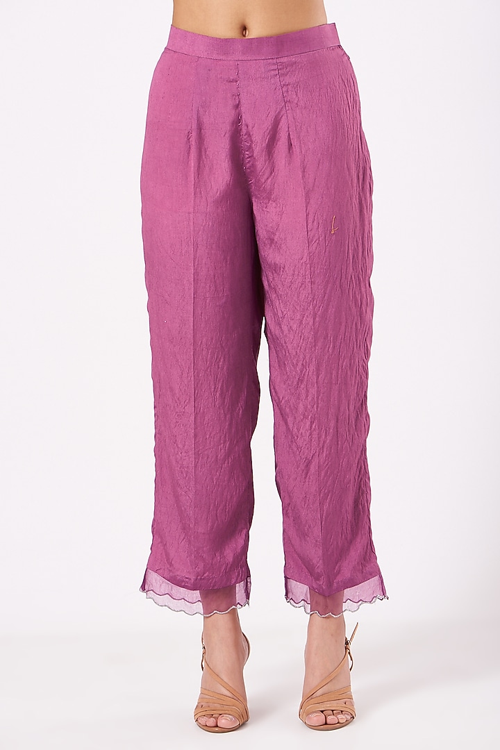 Mauve Hand Embroidered Kurta Set by EWAZ at Pernia's Pop Up Shop