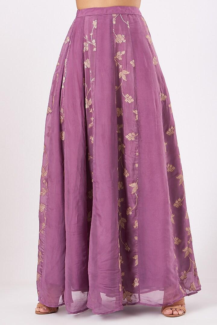 Mauve Hand Embroidered Wedding Lehenga Set by EWAZ at Pernia's Pop Up Shop