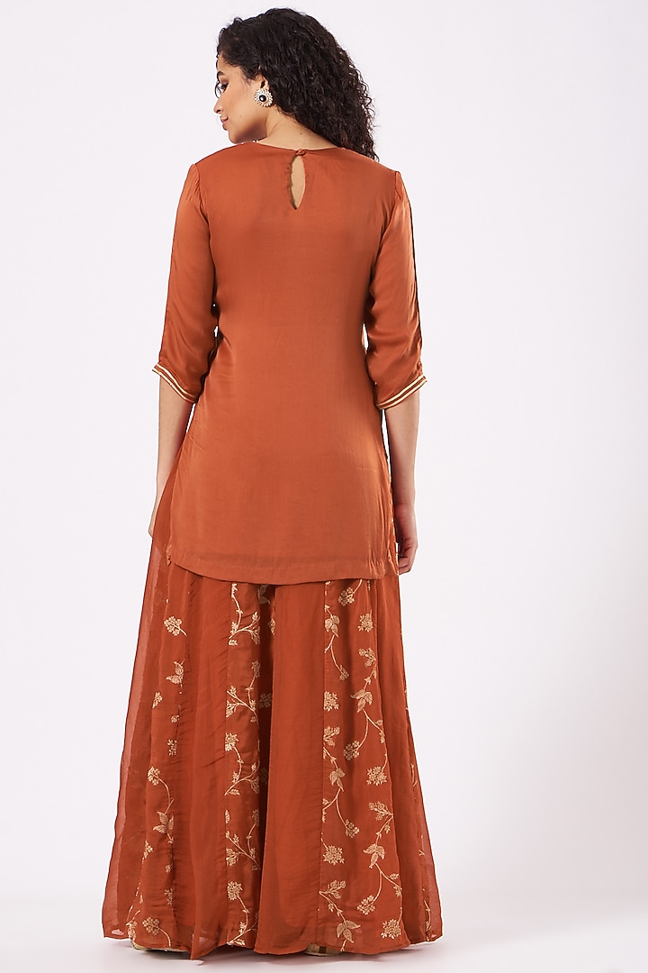 Rust Hand Embroidered Wedding Lehenga Set by EWAZ at Pernia's Pop Up Shop