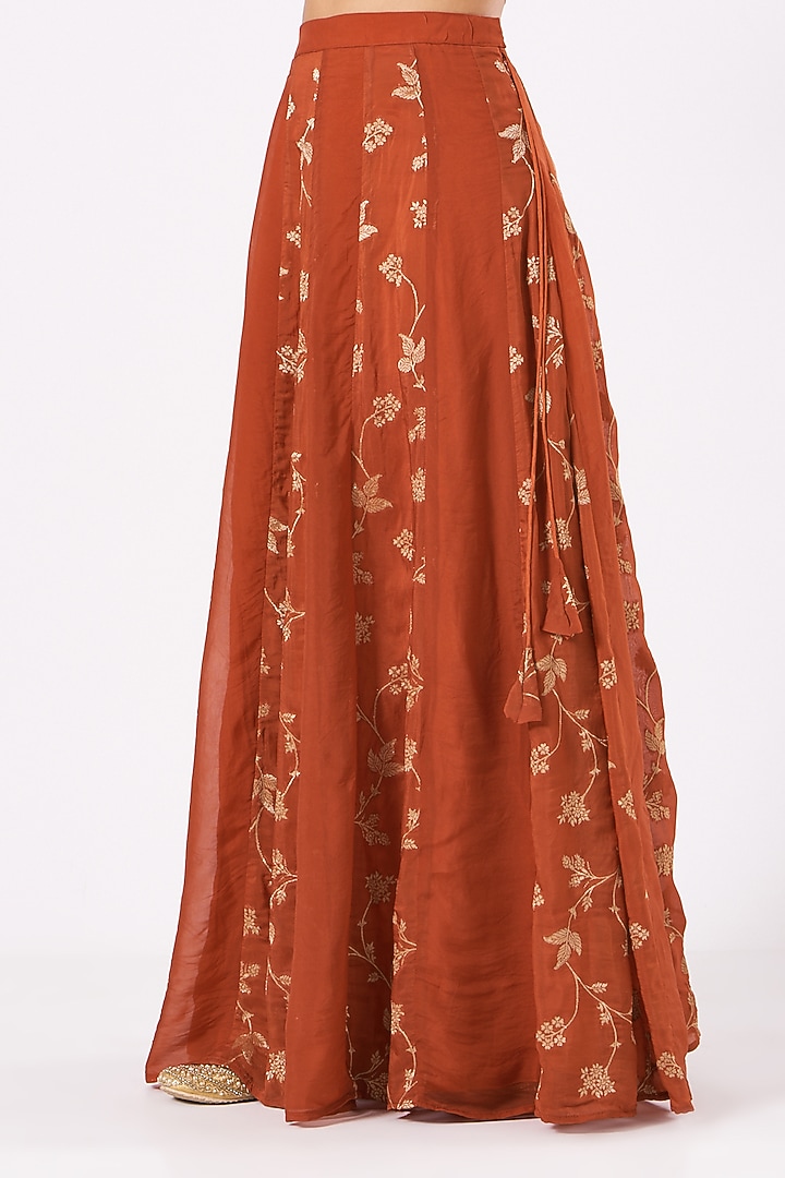 Rust Hand Embroidered Wedding Lehenga Set by EWAZ at Pernia's Pop Up Shop