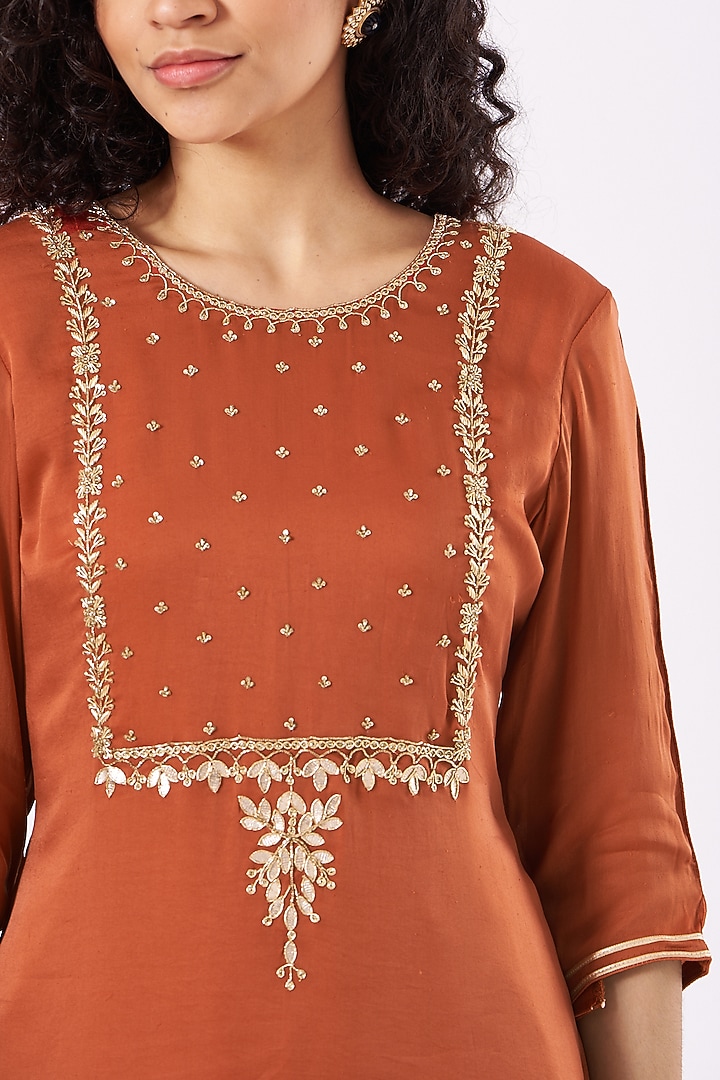 Rust Hand Embroidered Wedding Lehenga Set by EWAZ at Pernia's Pop Up Shop