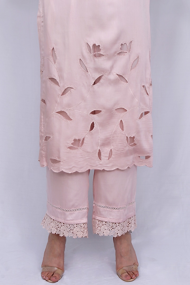 Pastel Pink Embroidered Kurta Set by EWAZ at Pernia's Pop Up Shop