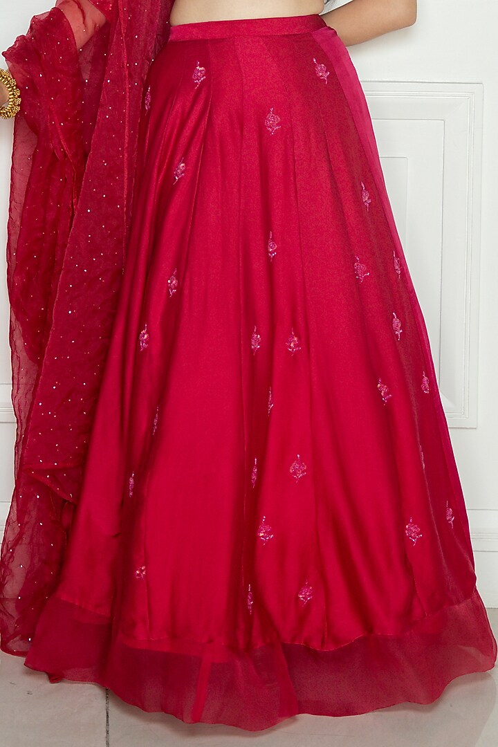 Hot Pink Embroidered Wedding Lehenga Set by EWAZ at Pernia's Pop Up Shop