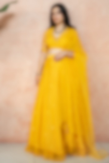 Yellow Embroidered Wedding Lehenga Set by EWAZ at Pernia's Pop Up Shop