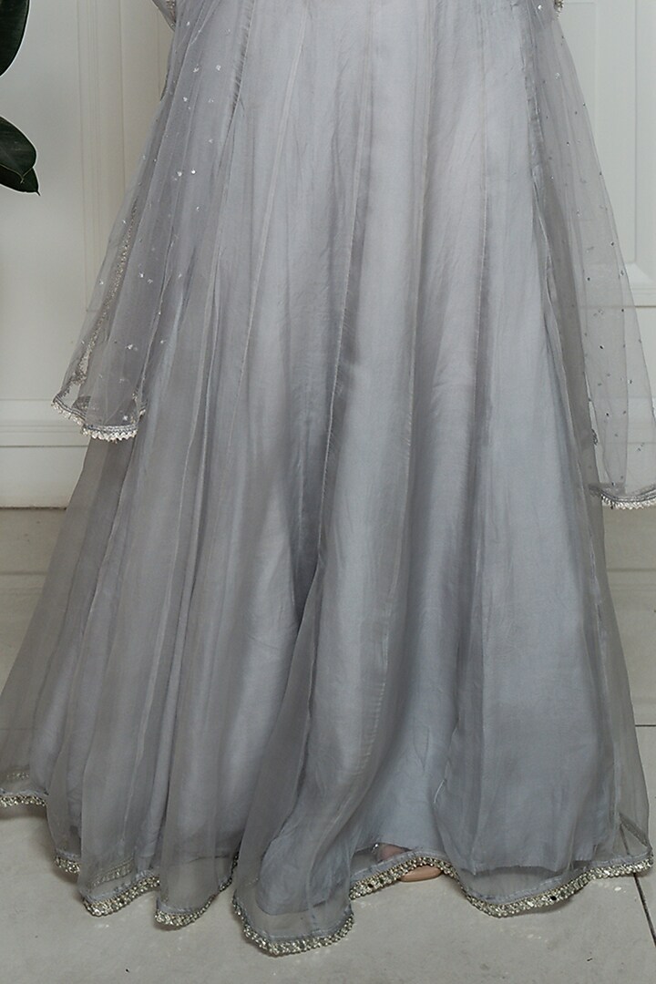 Grey Embroidered Wedding Lehenga Set by EWAZ at Pernia's Pop Up Shop