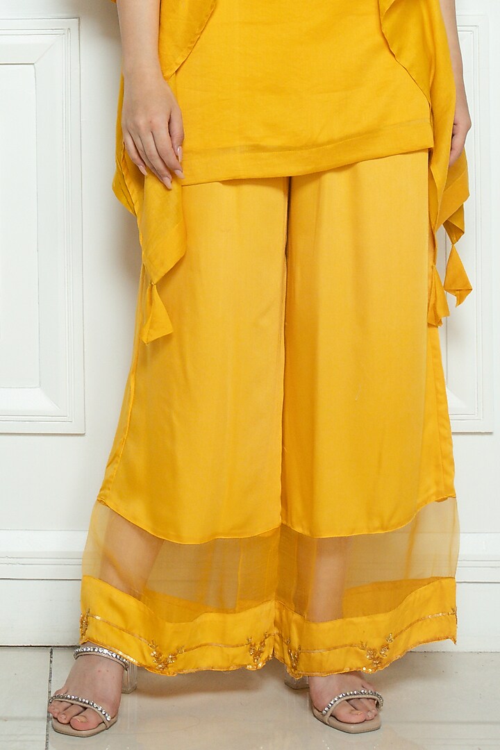 Yellow Chanderi Kaftan Set by EWAZ at Pernia's Pop Up Shop