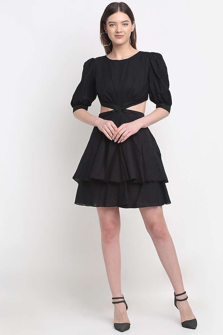 Black Tencel Double-Tiered Dress by Ewoke