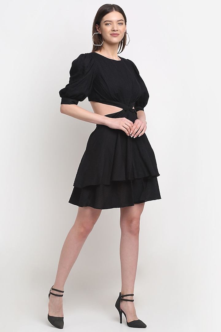 Black Tencel Double-Tiered Summer Dress by Ewoke at Pernia's Pop Up Shop