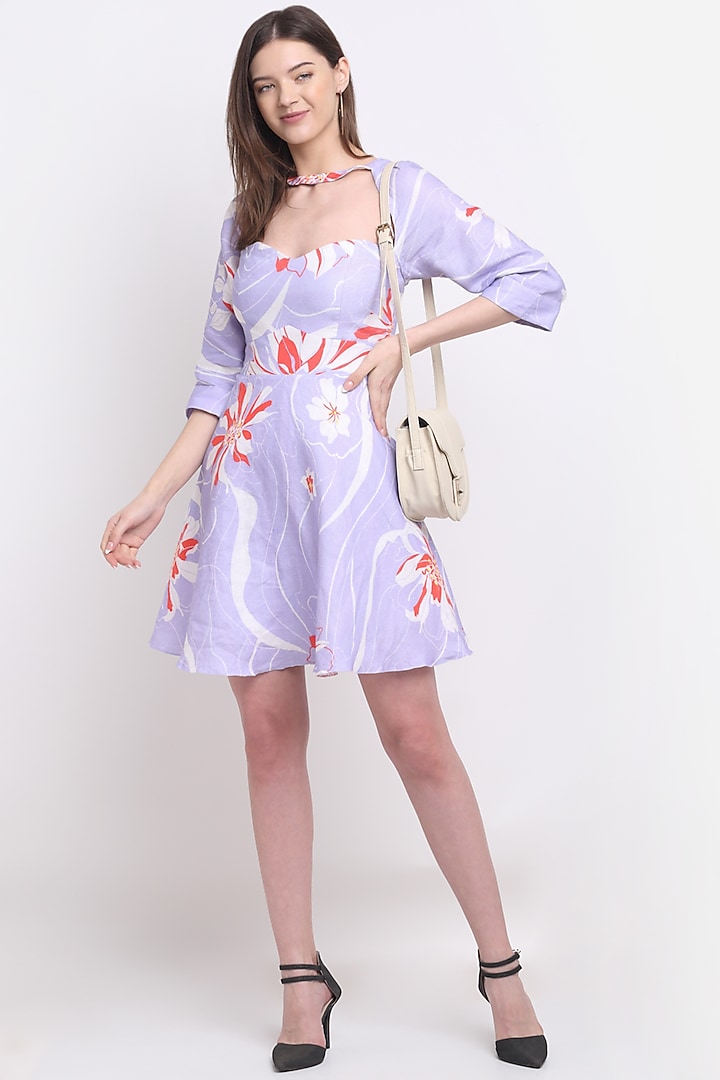 Lavender Printed Mini Summer Dress by Ewoke at Pernia's Pop Up Shop