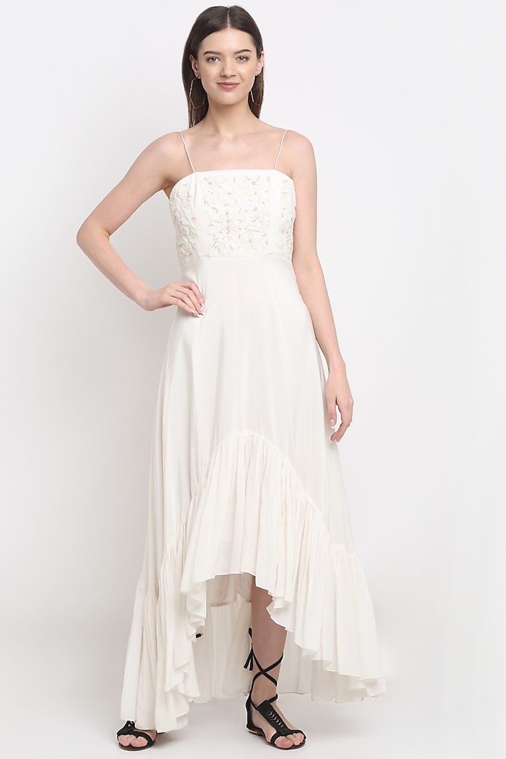 Ivory Hand Embroidered Gown by Ewoke