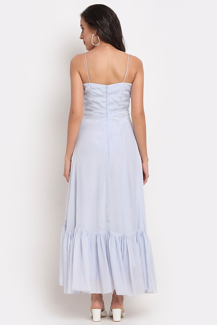 Ice Blue Hand Embroidered Gown by Ewoke at Pernia's Pop Up Shop