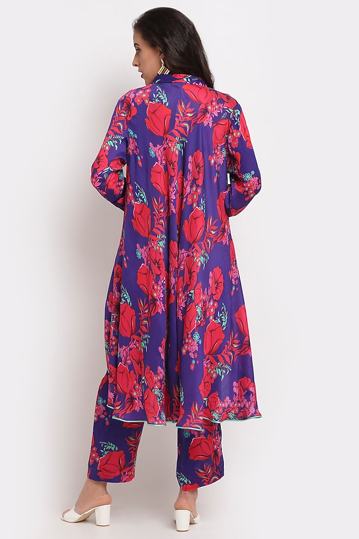 Purple Printed Pant Set by Ewoke at Pernia's Pop Up Shop