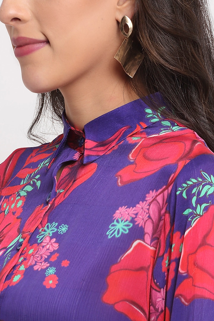 Purple Printed Pant Set by Ewoke at Pernia's Pop Up Shop
