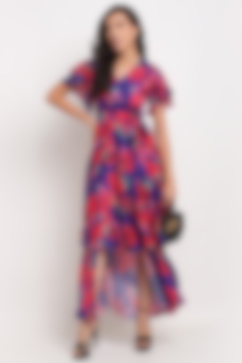 Multi-Colored Printed Maxi Dress by Ewoke
