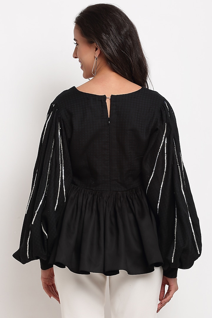 Black Hand Embroidered Top by Ewoke at Pernia's Pop Up Shop