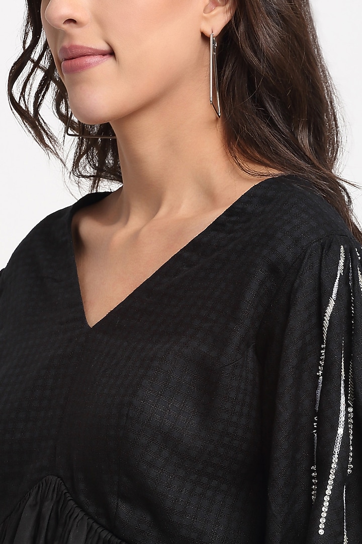 Black Hand Embroidered Top by Ewoke at Pernia's Pop Up Shop