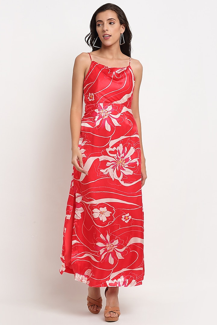 Red Tencel Slip Dress by Ewoke