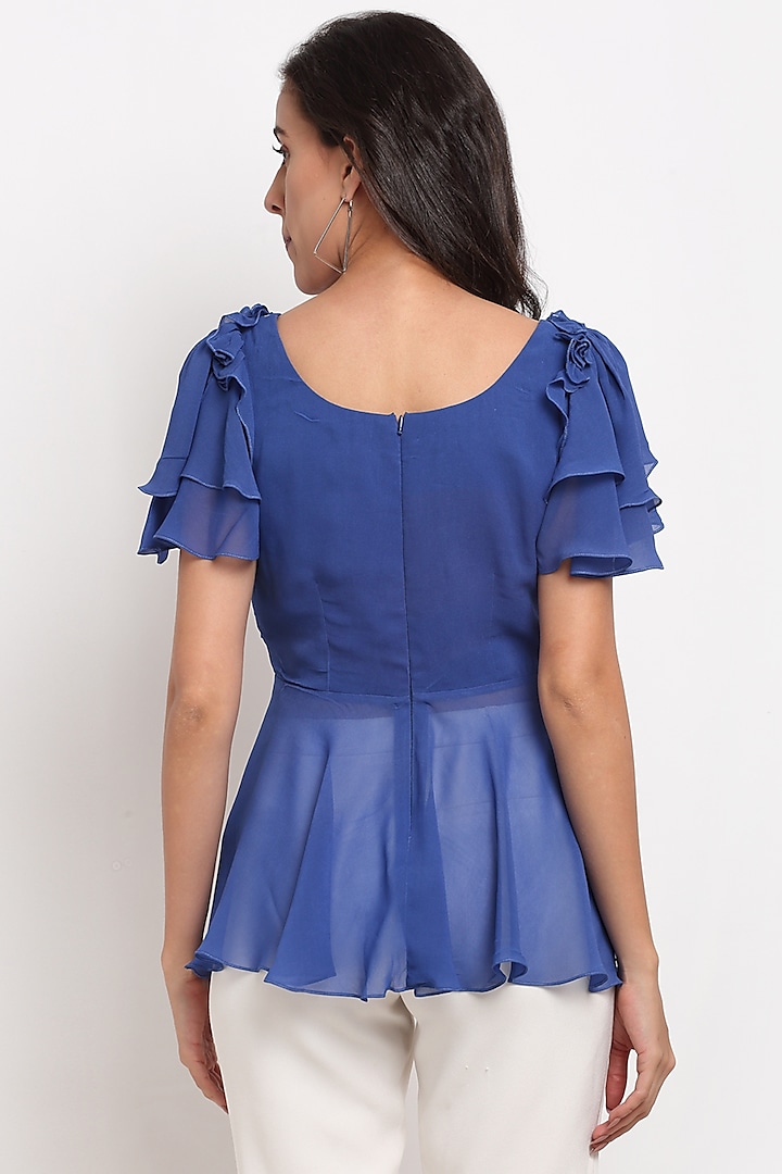 Electric Blue Embroidered Top by Ewoke at Pernia's Pop Up Shop
