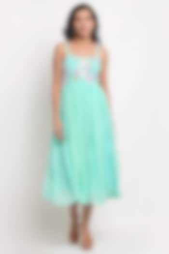Pastel Blue Embroidered Dress by Ewoke