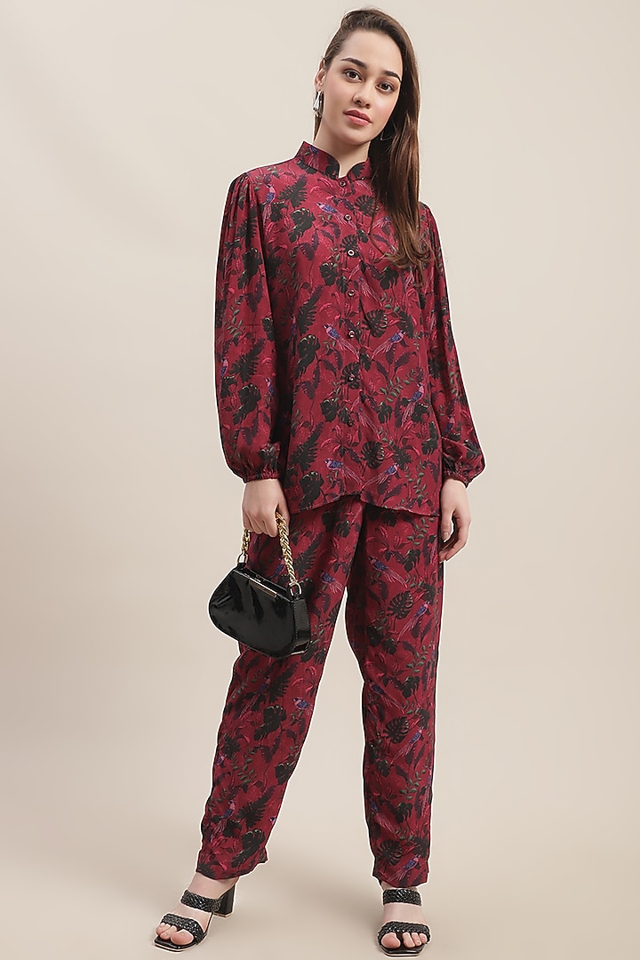 Wine Cepe Floral Printed Co-Ord Set by Ewoke at Pernia's Pop Up Shop