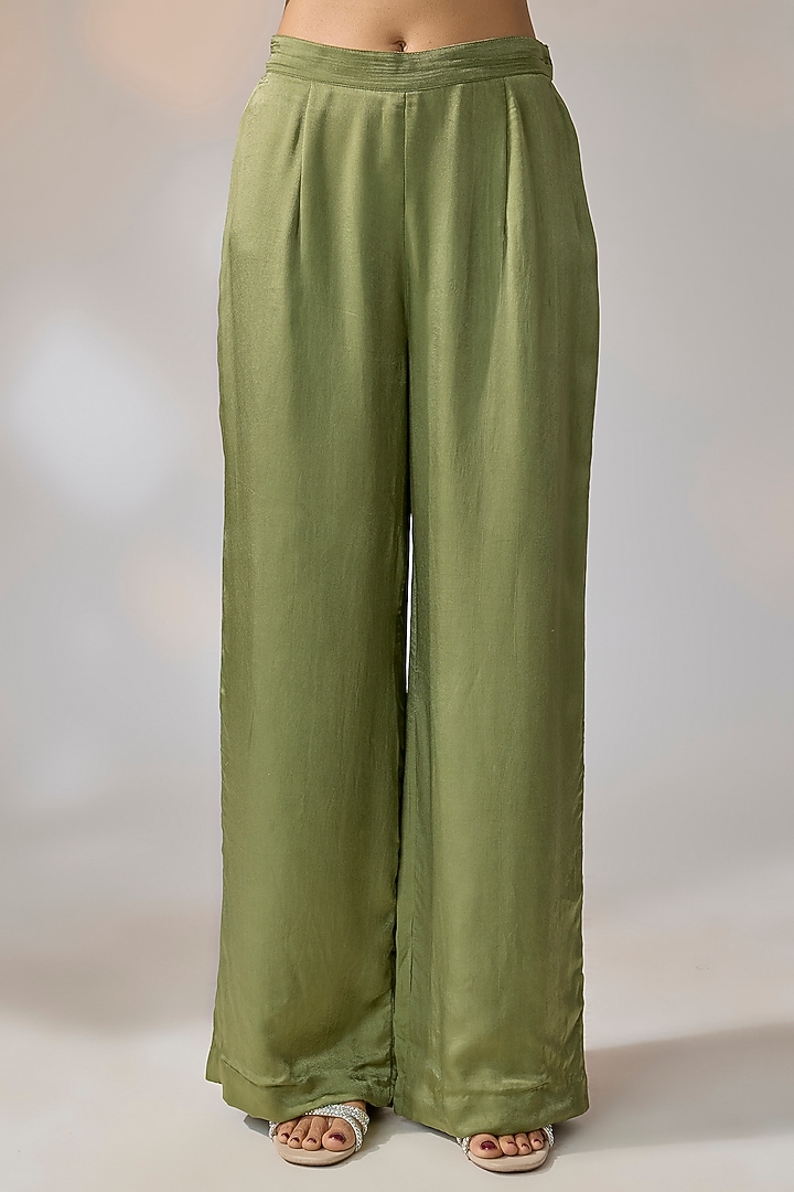 Olive Green Sheer Co-Ord Set by Ewoke at Pernia's Pop Up Shop