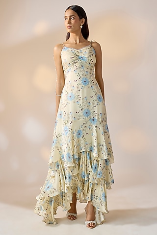 Shop Beige Floral Printed Maxi Dress for Women Online from India's Luxury  Designers 2026