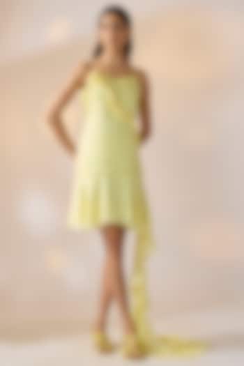 Butter Yellow Satin Mini Summer Dress by Ewoke at Pernia's Pop Up Shop