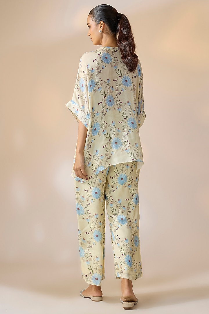 Beige Chiffon Floral Printed Co-Ord Set by Ewoke at Pernia's Pop Up Shop