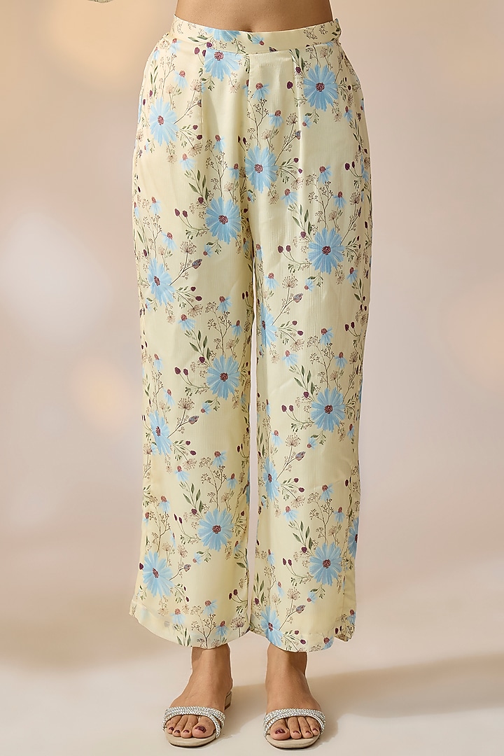Beige Chiffon Floral Printed Co-Ord Set by Ewoke at Pernia's Pop Up Shop