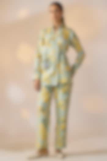 Green Pure Hemp Floral Co-Ord Set by Ewoke at Pernia's Pop Up Shop