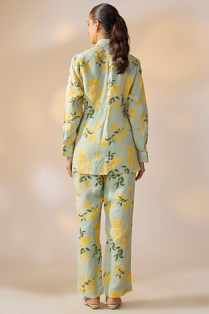 Green Pure Hemp Floral Co-Ord Set by Ewoke at Pernia's Pop Up Shop