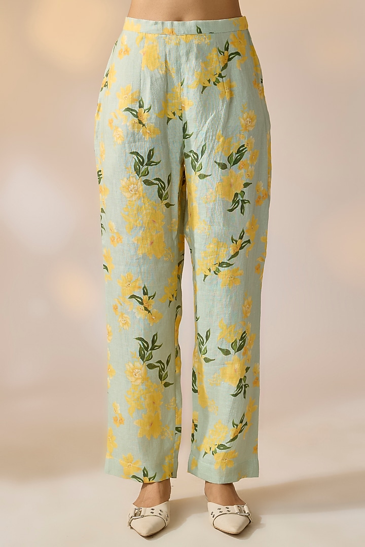 Green Pure Hemp Floral Co-Ord Set by Ewoke at Pernia's Pop Up Shop