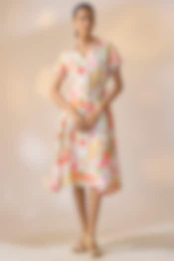 Off-White Pure Hemp Floral Printed Summer Dress by Ewoke at Pernia's Pop Up Shop