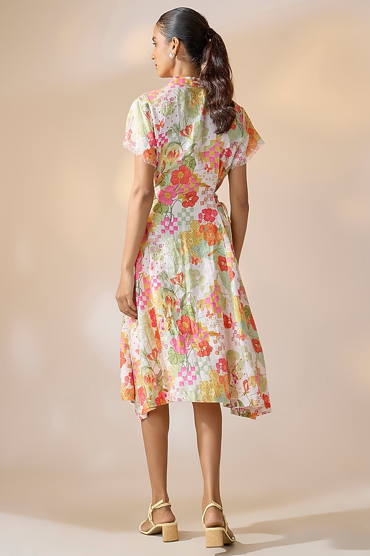 Off-White Pure Hemp Floral Printed Summer Dress by Ewoke at Pernia's Pop Up Shop