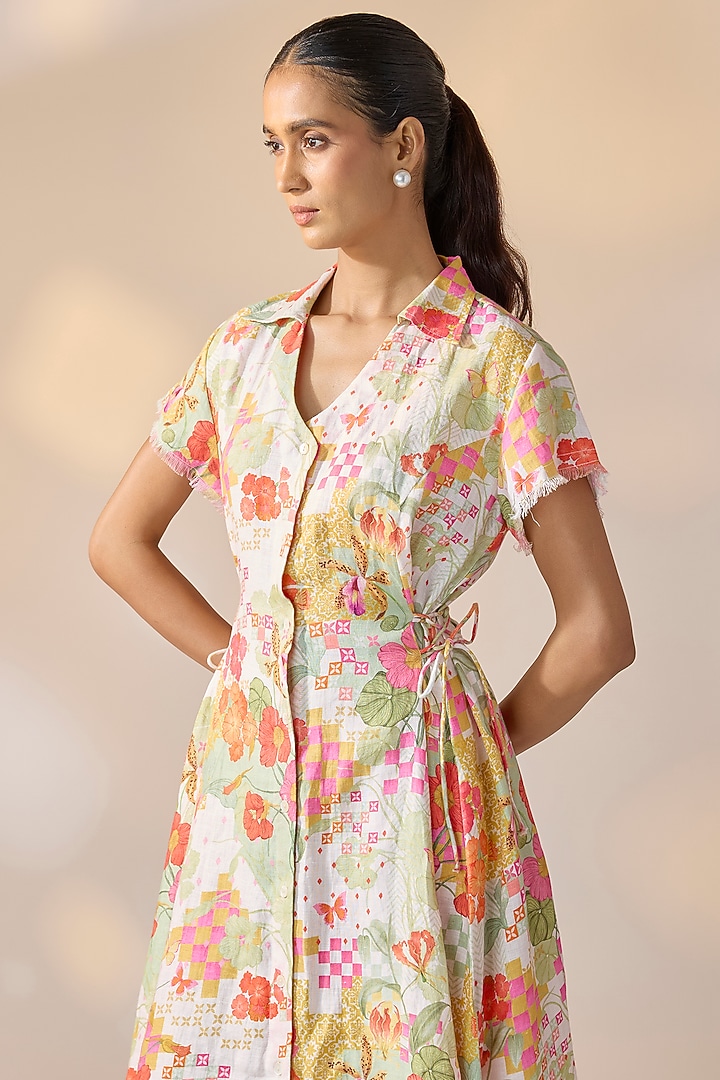 Off-White Pure Hemp Floral Printed Summer Dress by Ewoke at Pernia's Pop Up Shop