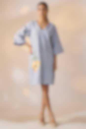 Blue Handwoven Khadi Shift Summer Dress by Ewoke at Pernia's Pop Up Shop