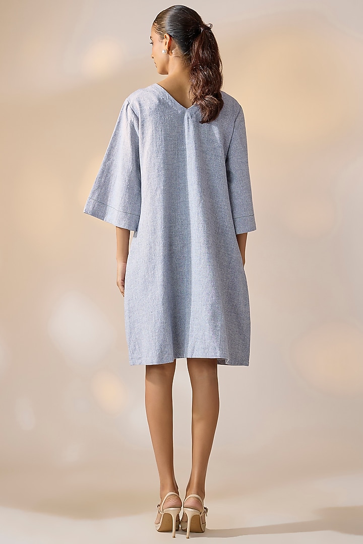 Blue Handwoven Khadi Shift Summer Dress by Ewoke at Pernia's Pop Up Shop