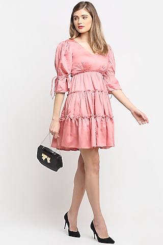 Blush Pink Tencel Tiered Dress by Ewoke