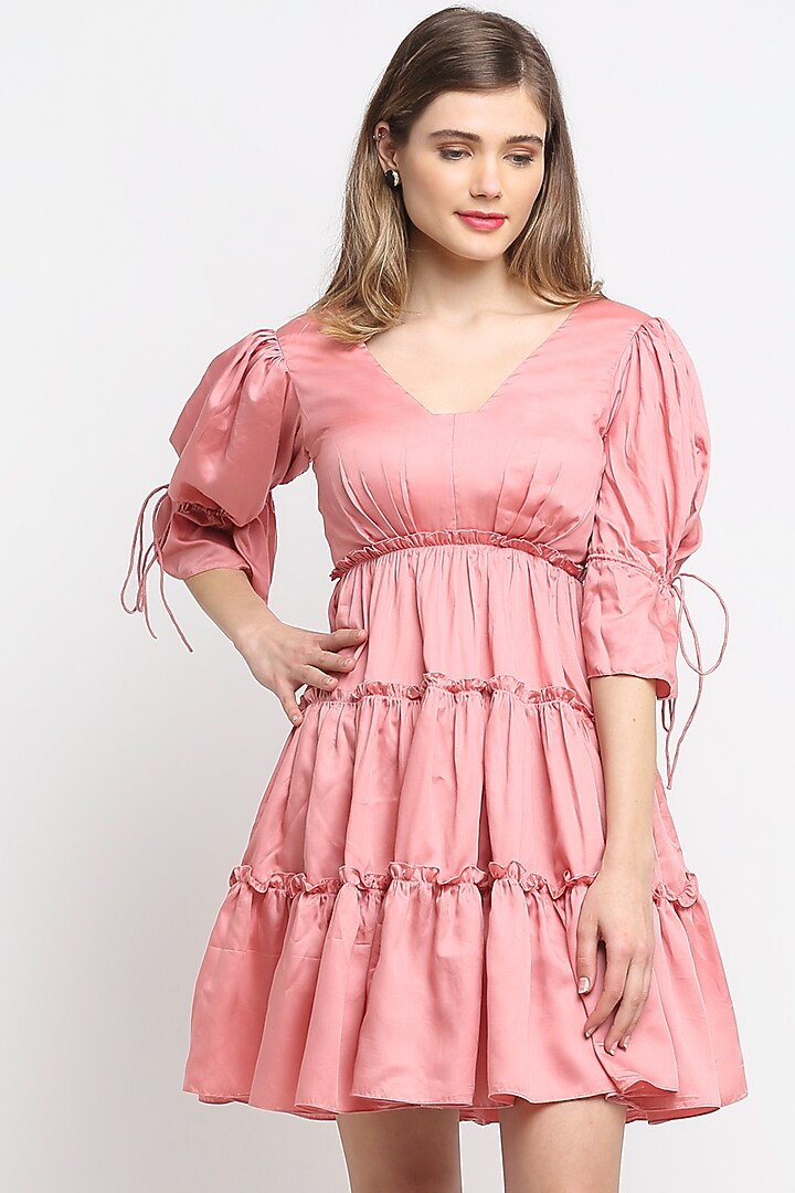 Blush Pink Tencel Tiered Summer Dress by Ewoke at Pernia's Pop Up Shop